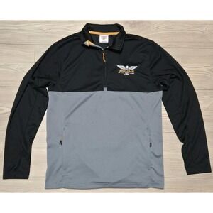 Fenwick Waffle Knit Fishing 1/4 Zip Shirt Pullover - Black/Charcoal - Mens Small